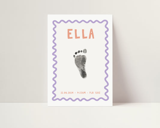 Personalised new baby keepsake print handprint/footprint kit - wavy