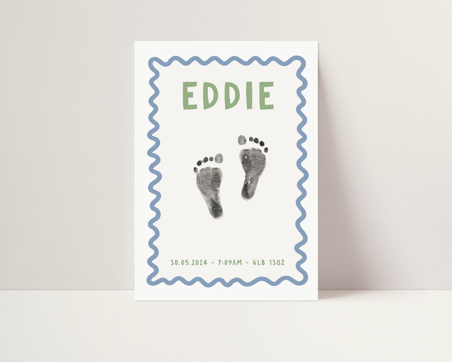 Personalised new baby keepsake print handprint/footprint kit - wavy