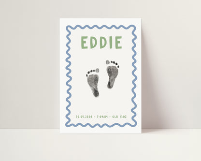 Personalised new baby keepsake print handprint/footprint kit - wavy