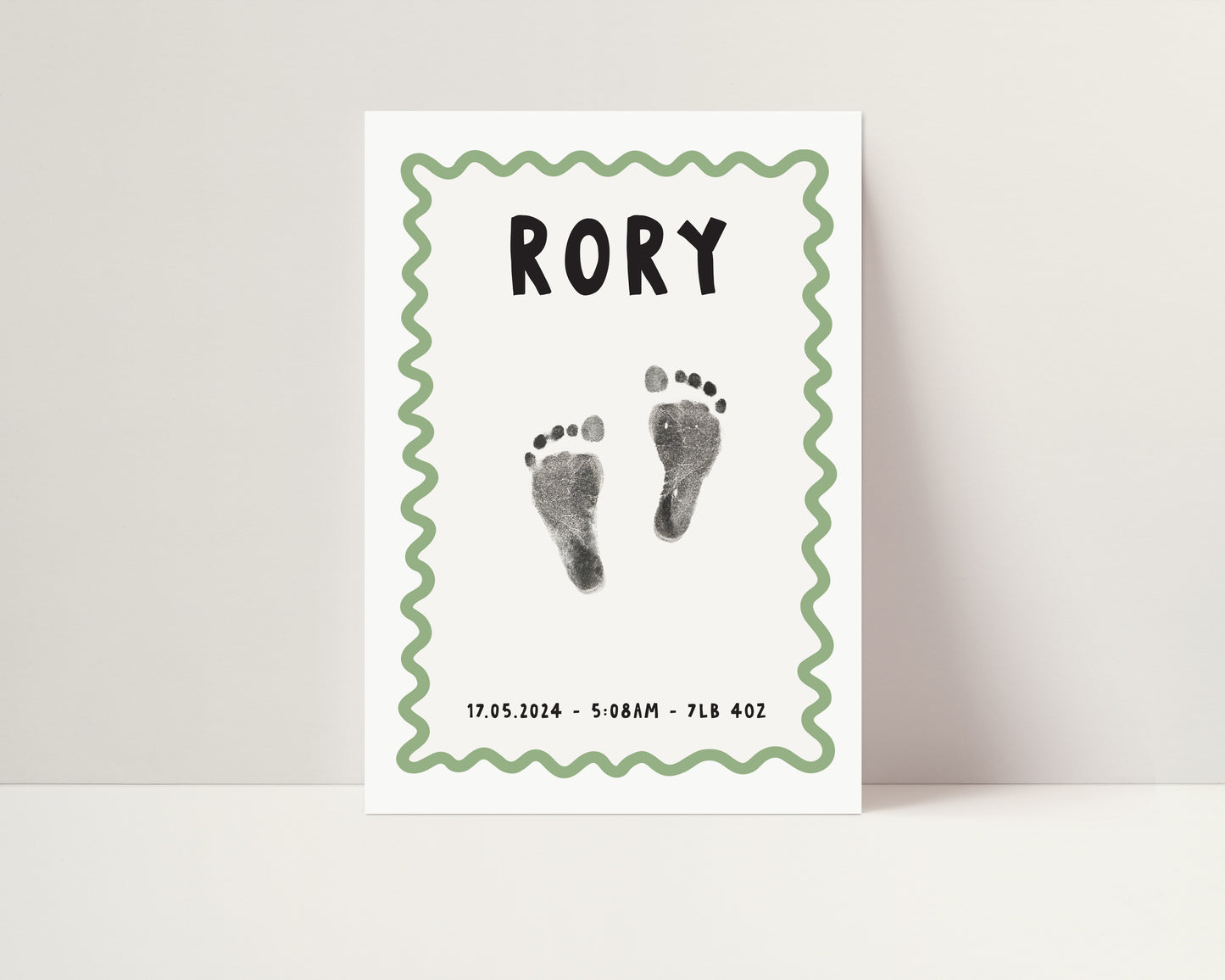 Personalised new baby keepsake print handprint/footprint kit - wavy