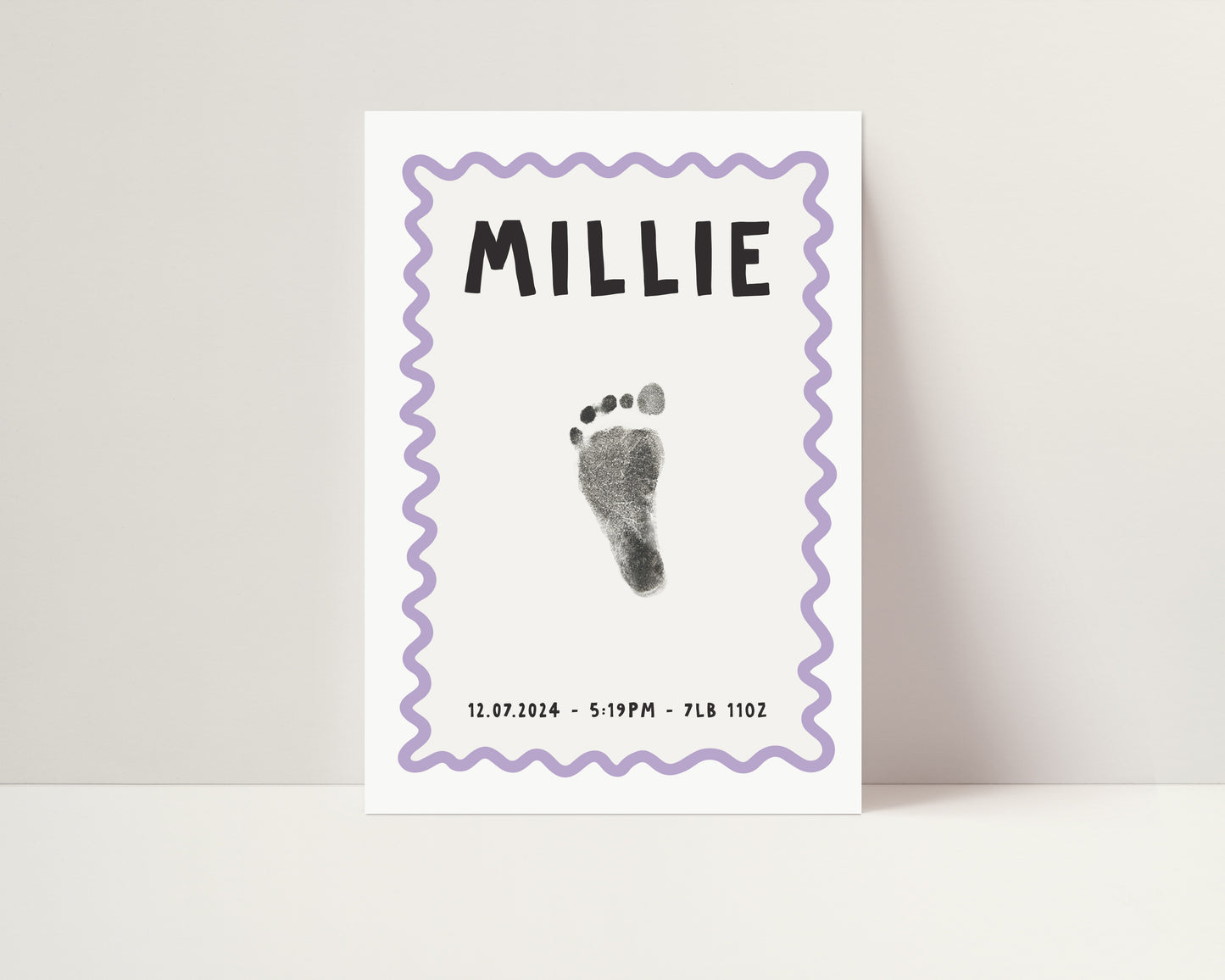 Personalised new baby keepsake print handprint/footprint kit - wavy