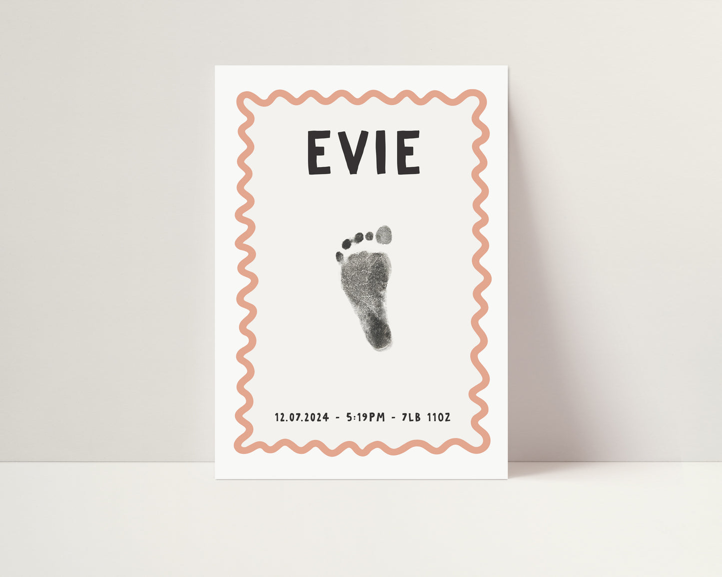 Personalised new baby keepsake print handprint/footprint kit - wavy