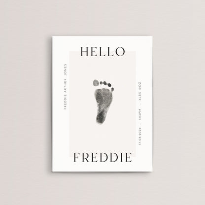 Personalised hello new baby print handprint/footprint gift box