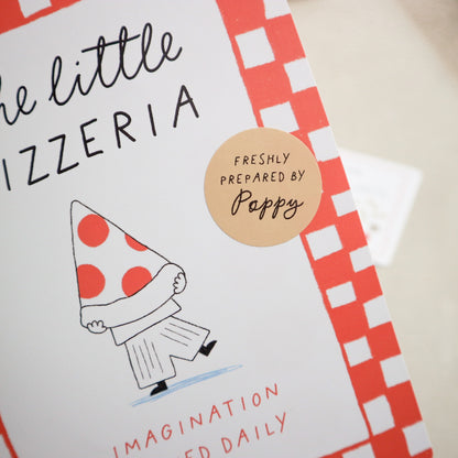 Personalised kids play pizzeria menu