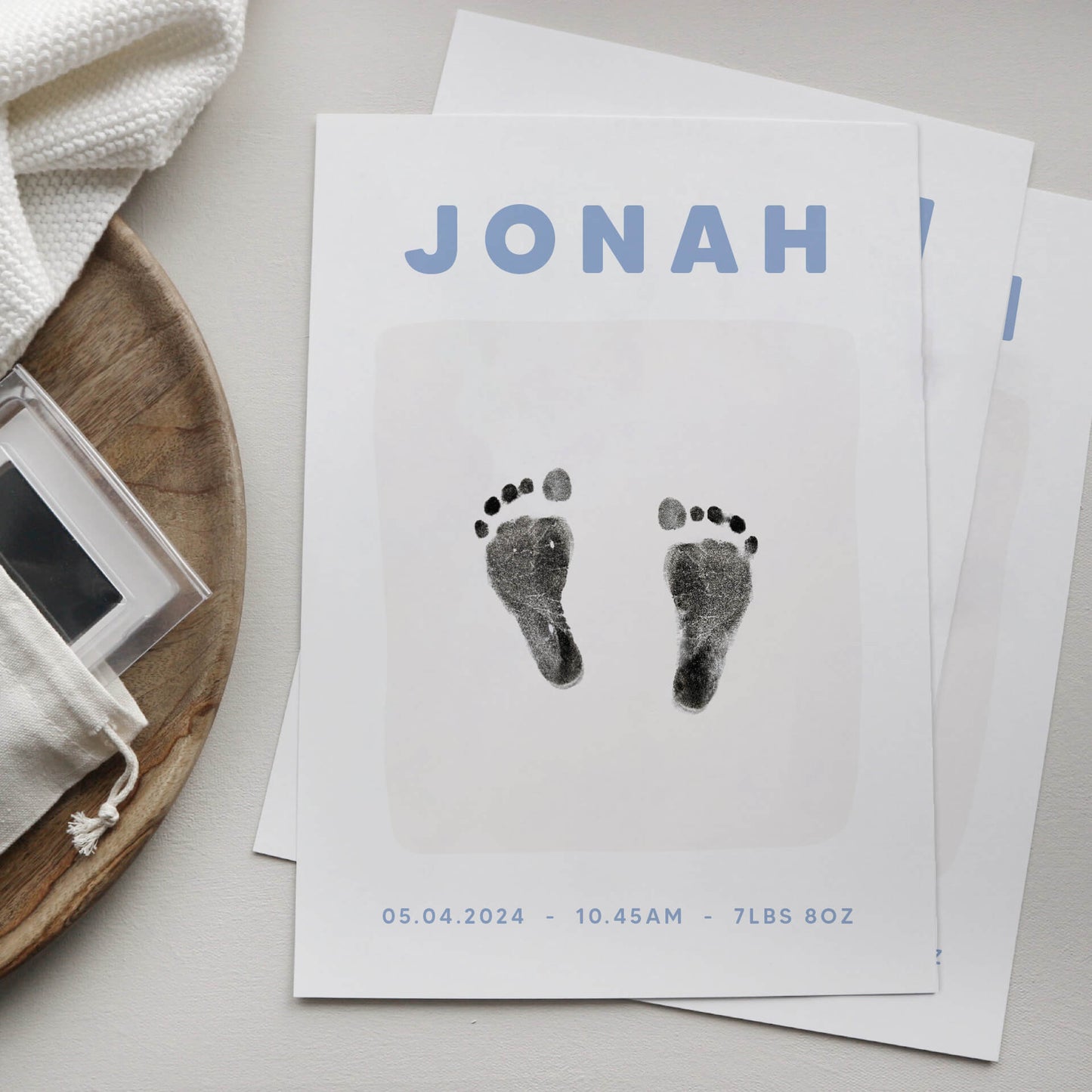 Personalised new baby print handprint/footprint kit colour block