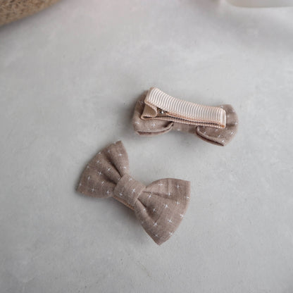 Brown bow hair clip - pack of two