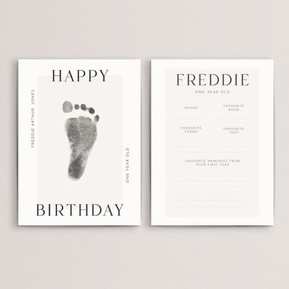 Personalised first birthday keepsake print baby handprint/footprint gift box