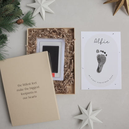 Personalised my first christmas baby A5 print handprint/footprint gift box