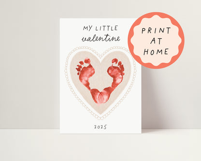 Valentine's day print at home handprint/footprint - DIGITAL DOWNLOAD