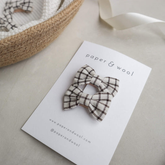 Plaid bow hair clip - pack of two