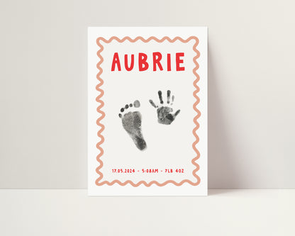 Personalised new baby keepsake print handprint/footprint kit - wavy