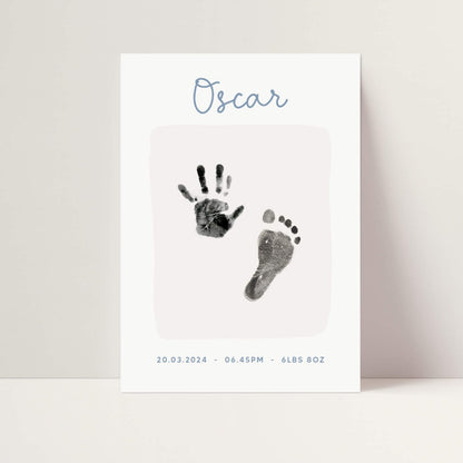 Personalised new baby print handprint/footprint kit colour block