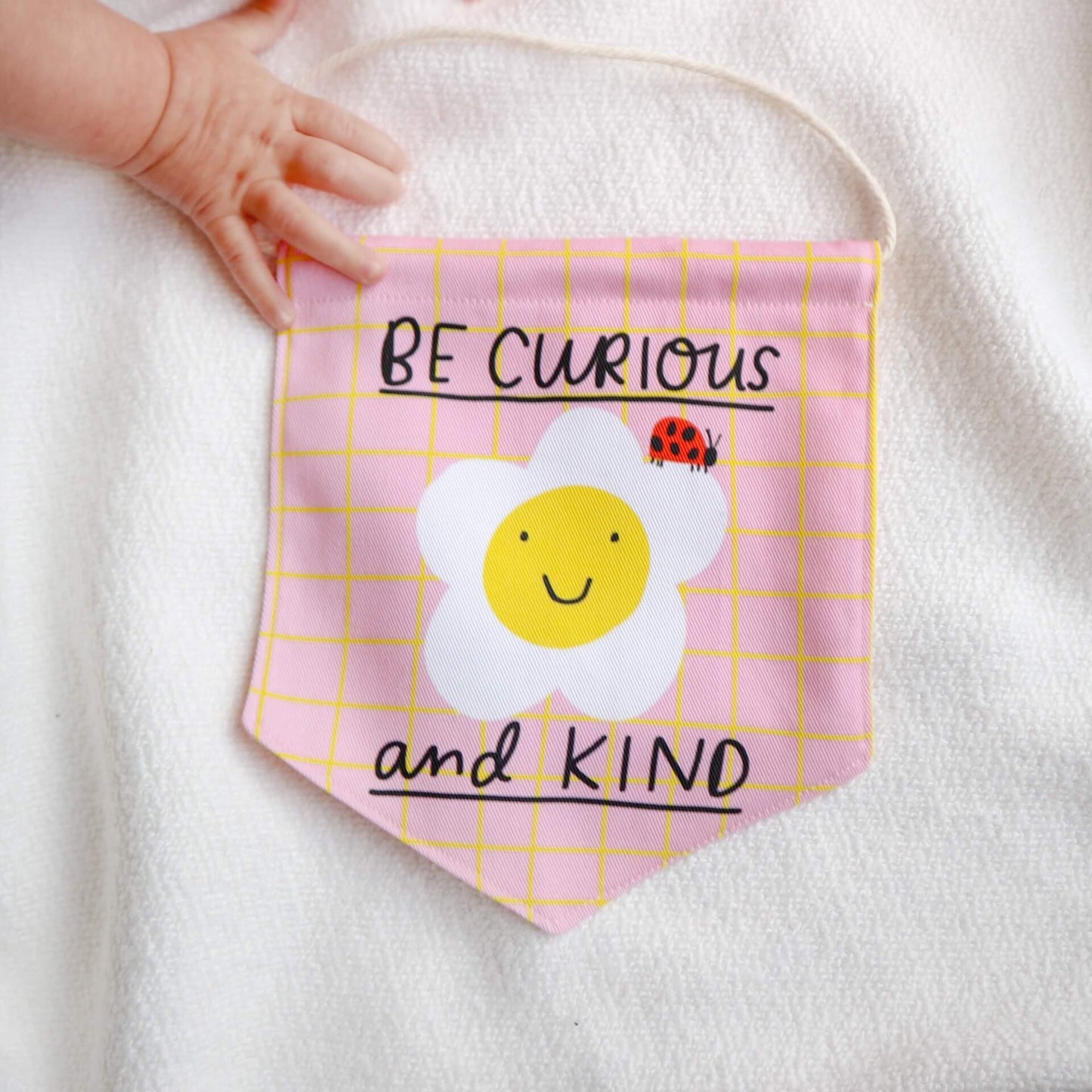 Be curious and Kind - The Happy news nursery banner decoration