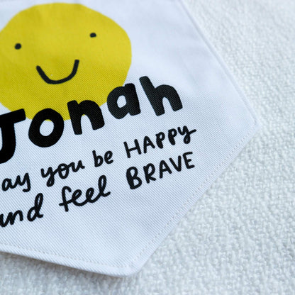 Personalised Be happy and feel brave - The Happy news nursery banner decoration