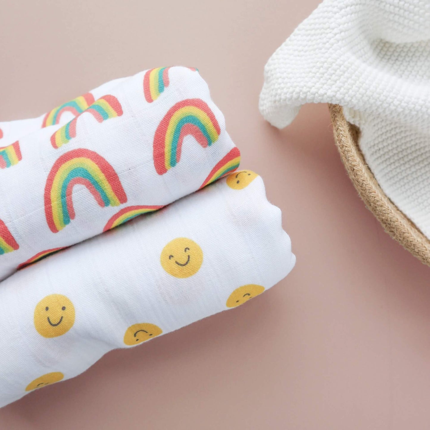 Set of two baby muslins - The Happy News muslin blankets