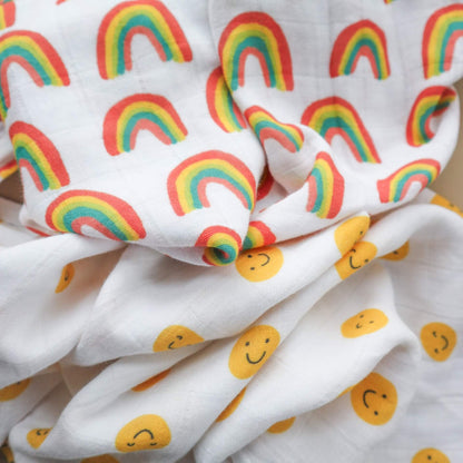 Set of two baby muslins - The Happy News muslin blankets