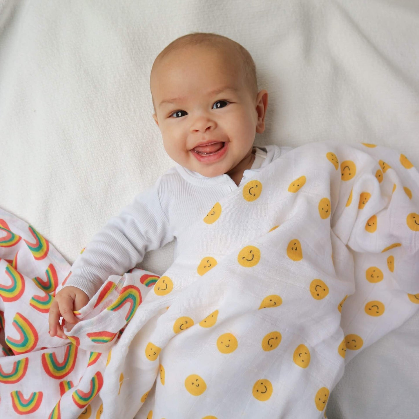 Set of two baby muslins - The Happy News muslin blankets