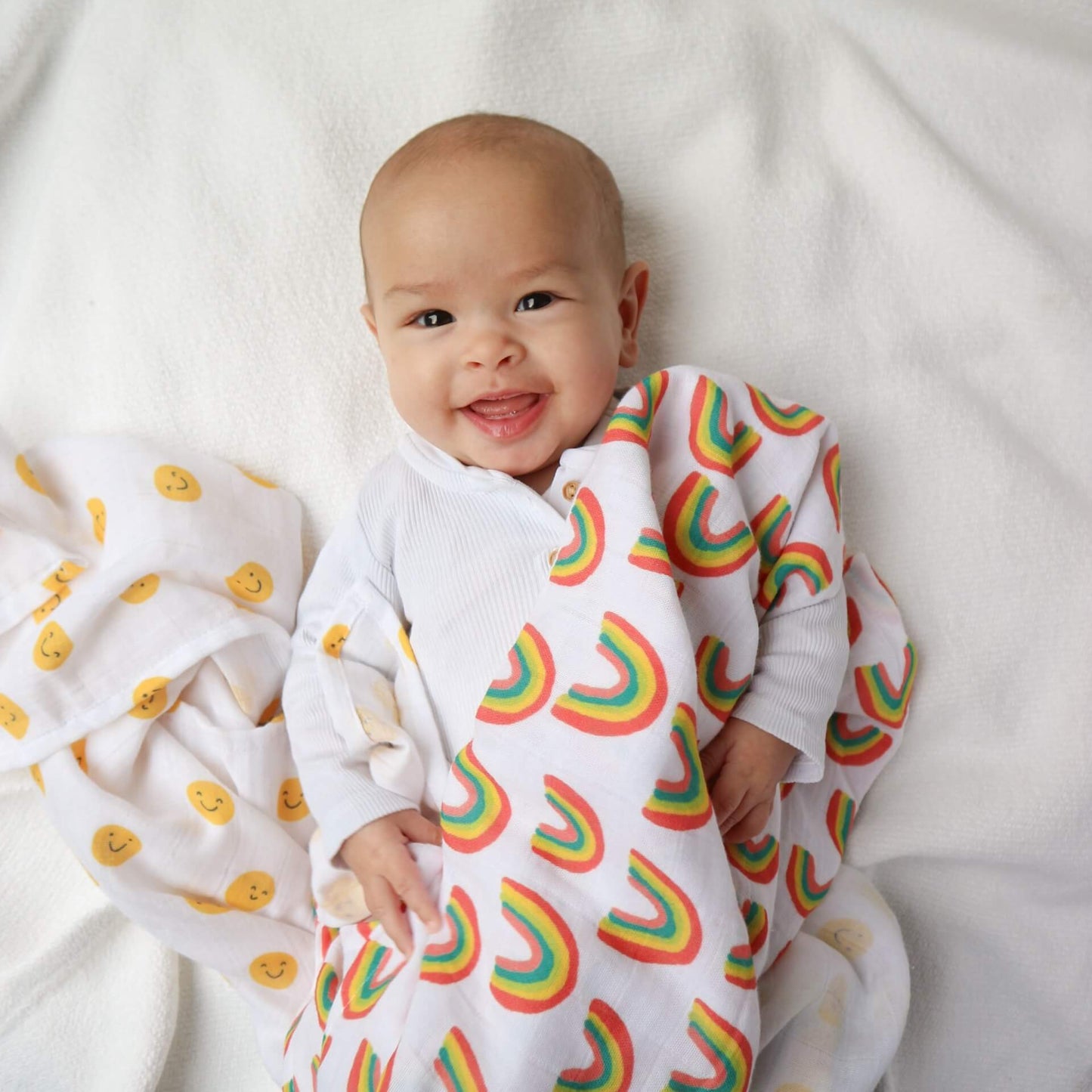 Set of two baby muslins - The Happy News muslin blankets