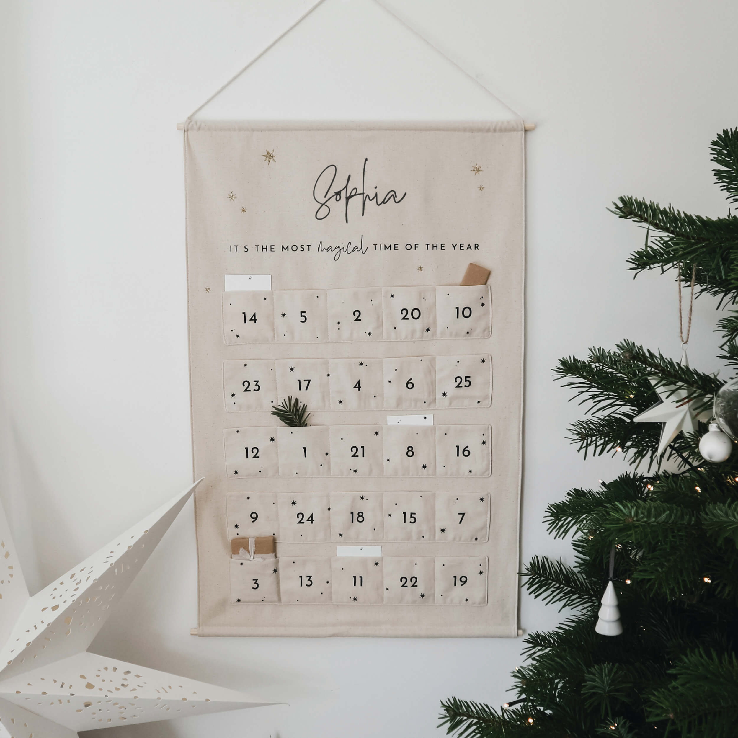 Personalised fabric Christmas advent calendar – Paper and Wool